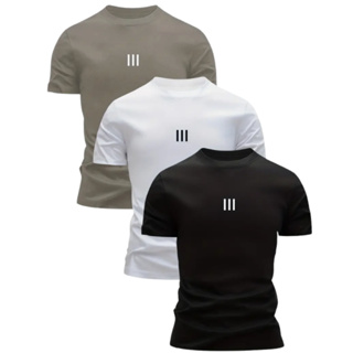 Kit 3 Camisetas Dry Fit com Elastano Slim Fit Dia Dia Academia Treino em Oferta na Shopee