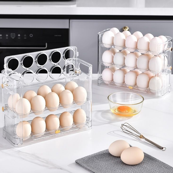 Organizador Para Ovos 3 andares Porta Ovos Capacidade ate 30 Ovos Bandeja De Armazenamento Dispenser Rolante De Ovo em Oferta na Shopee