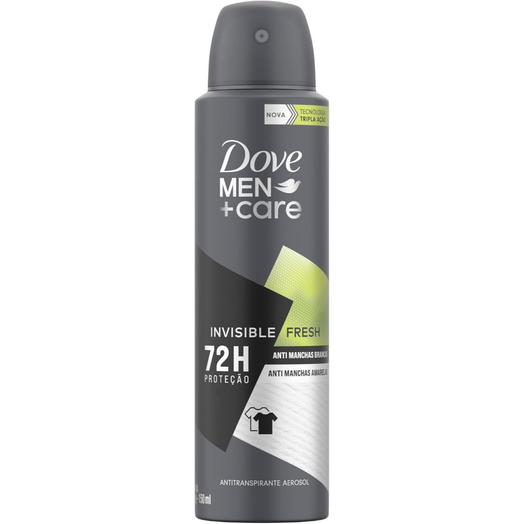 Desodorante Antitranspirante Dove Men+Care Aerossol Invisible Fresh 72h Com 150ml em Oferta na Shopee