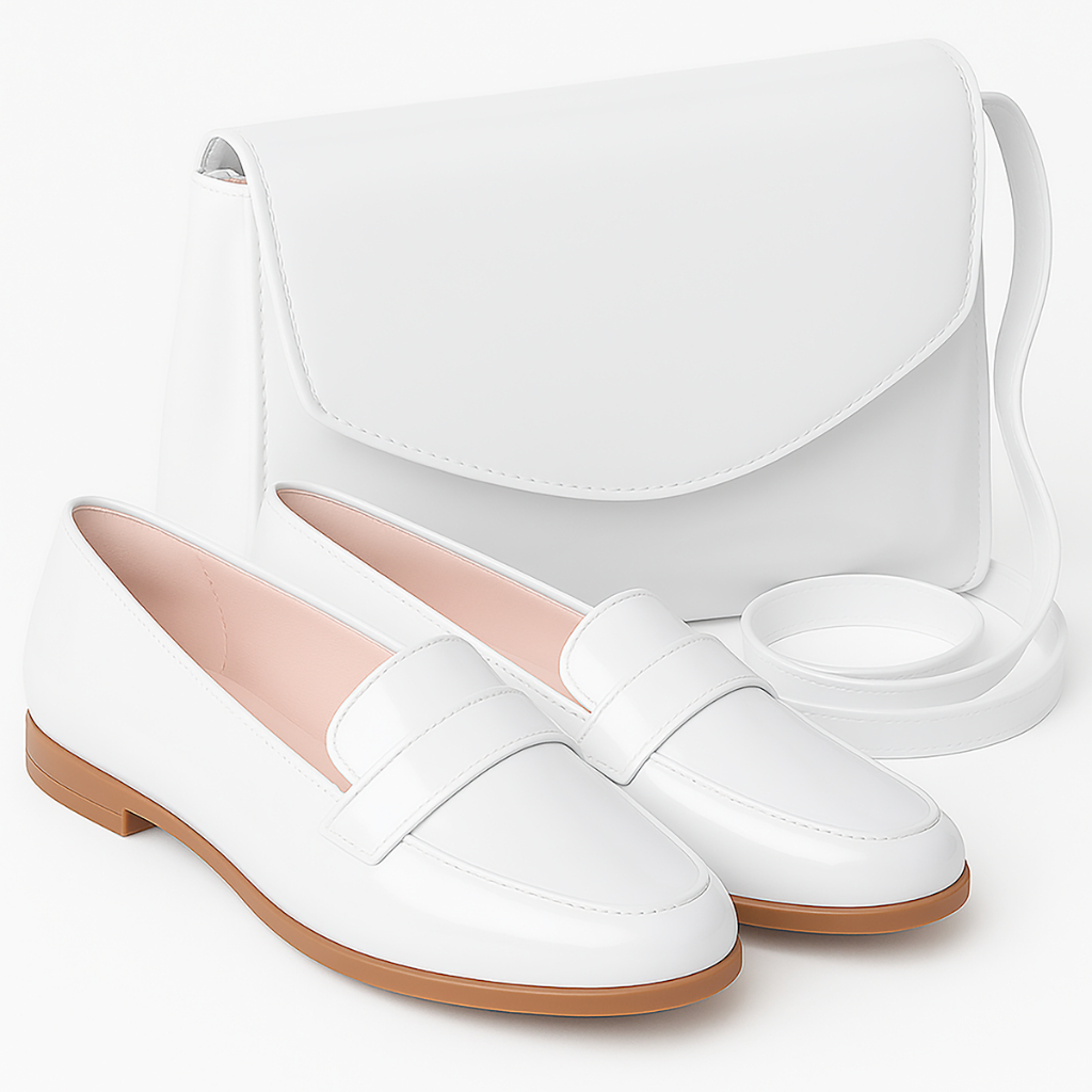 Kit Sapato Social Mocassim Envernizado Delicado Elegante e Bolsa Lateral My ToT