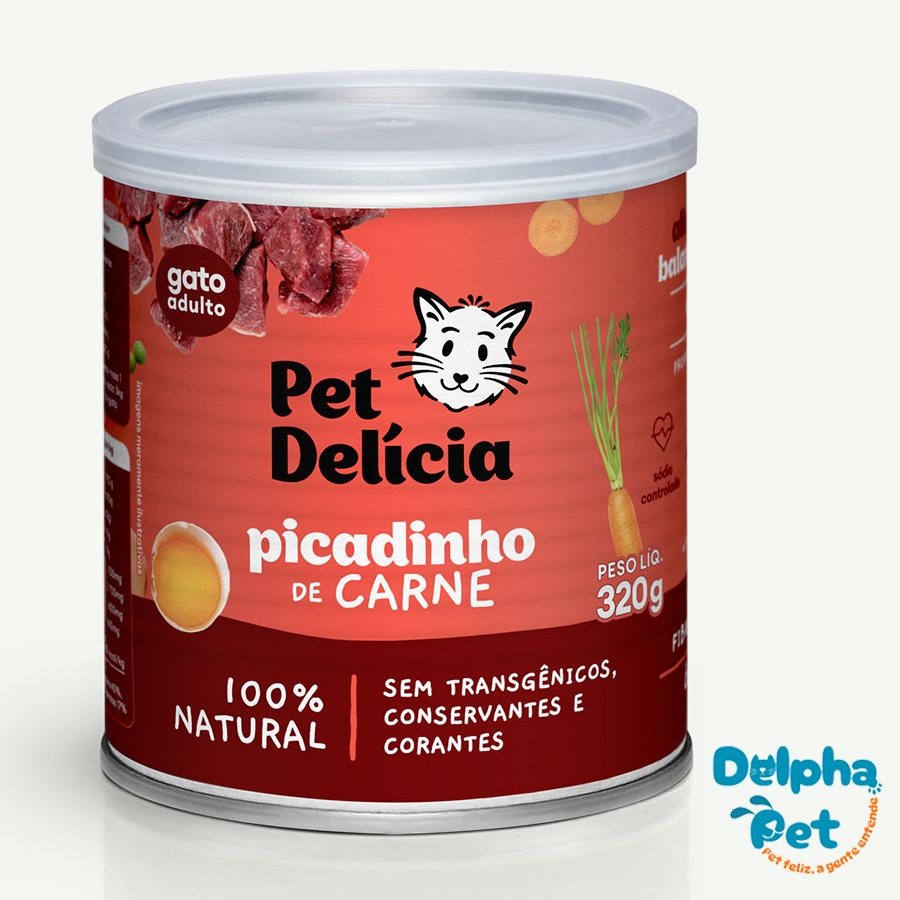 Ração Úmida Natural Para Gatos Picadinho de Carne 320g Pet Delícia em Oferta na Shopee
