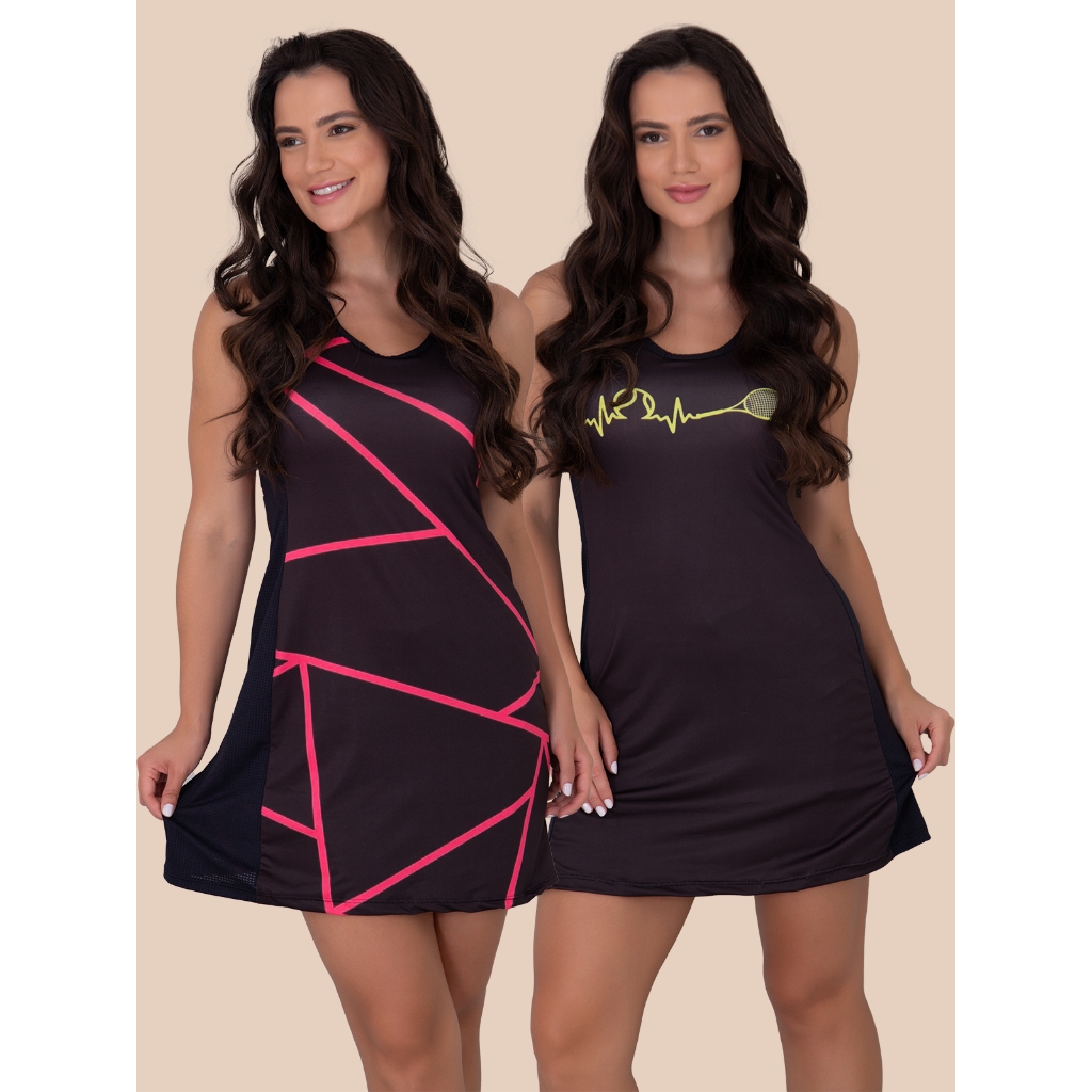 Kit 2 Vestidos de Tennis & Beach Tennis Acompanha Short com Bolsos