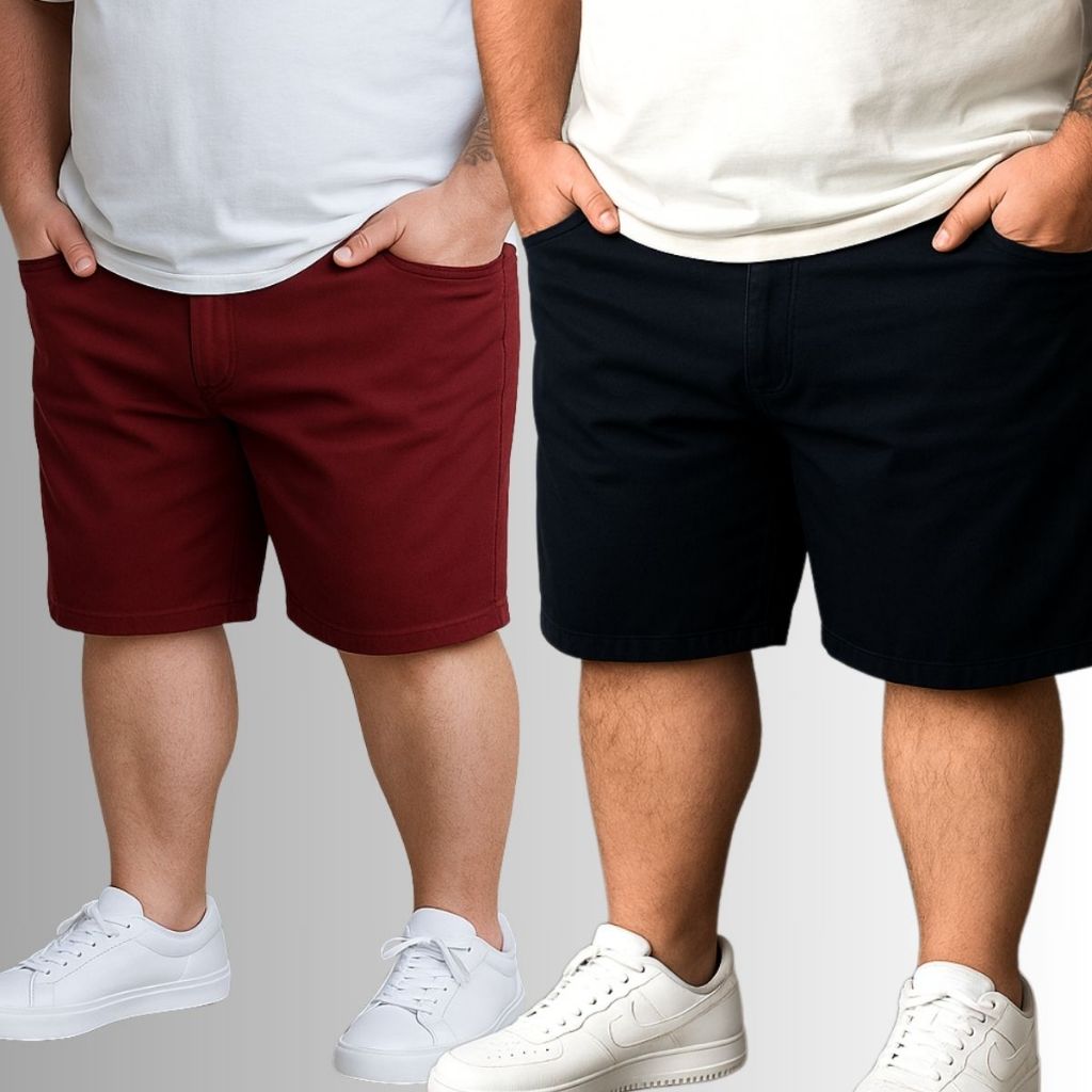 Kit 2 Bermudas Sarja Brim Masculina Plus Size 48 ao 58 Extra Grande em Oferta na Shopee