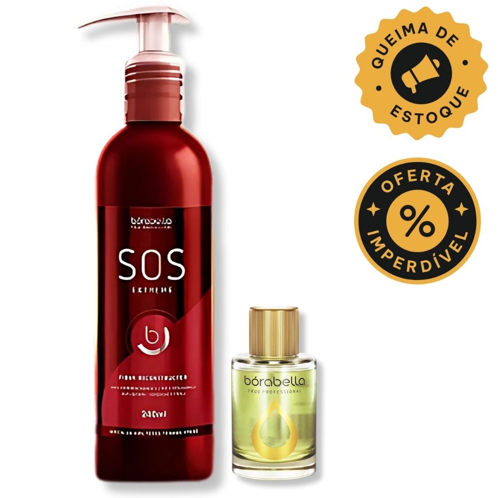 Borabella SOS Extreme Reconstrutor Anti-Emborrachamento 240ml+Oleode Argan 7ml em Oferta na Shopee
