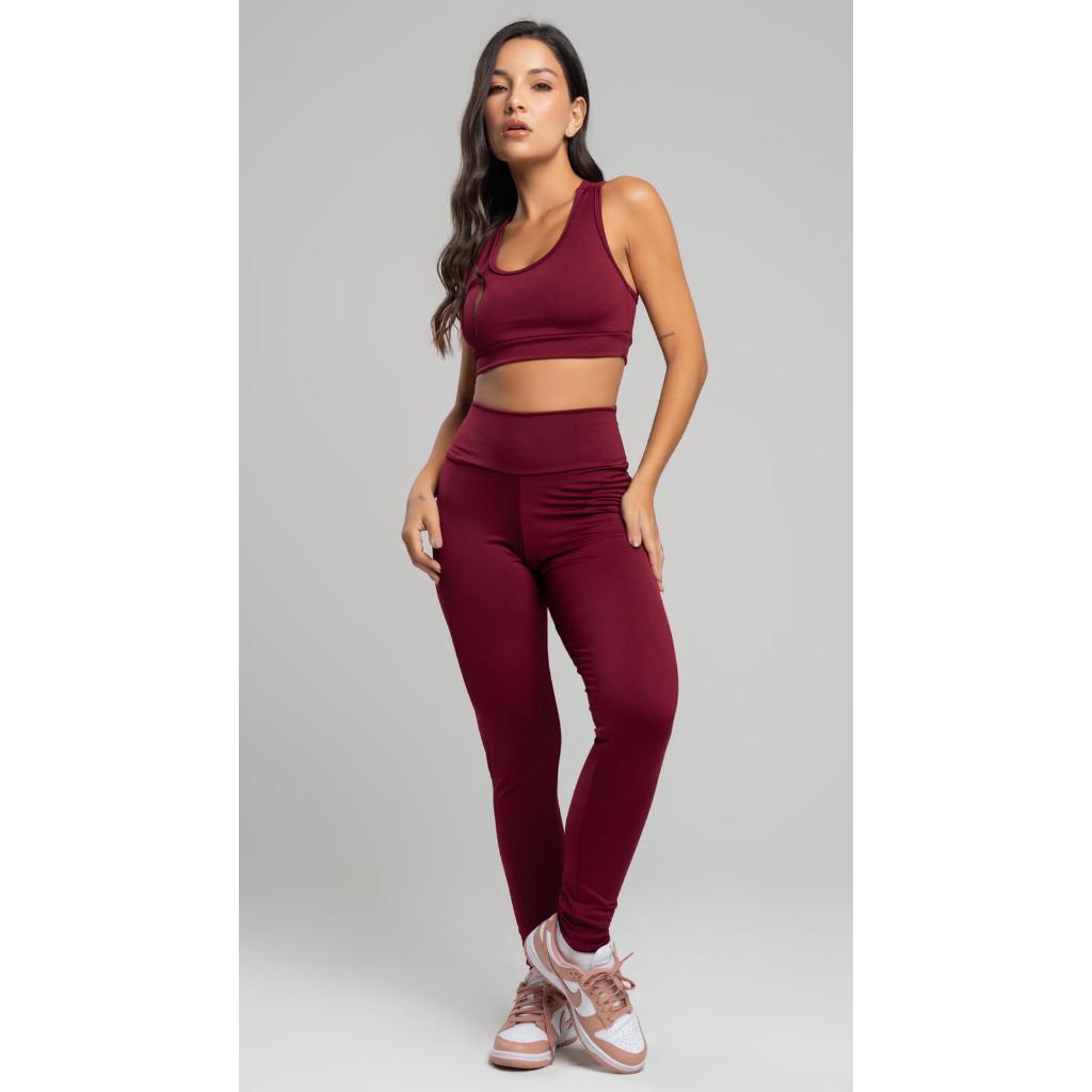 Conjunto Fitness Vicbela Calça Legging + Top Nadador Suplex Moda Fitness Academia
