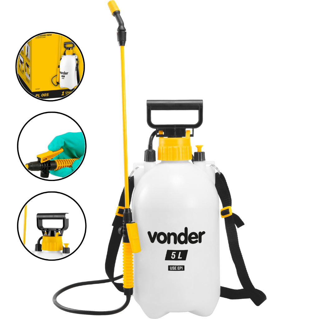 Pulverizador Bomba Manual Lateral Agrícola 5 Litros Vonder Profissional Pl005