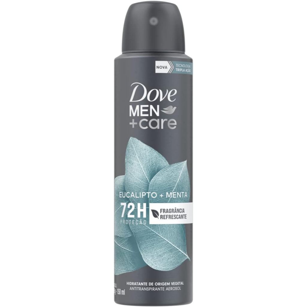 Desodorante Antitranspirante Dove Men+Care Aerossol Eucalipto E Menta 72h Com 150ml em Oferta na Shopee