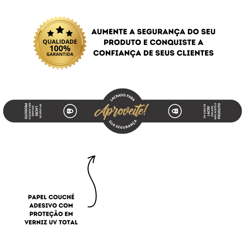 Etiqueta Adesiva Copo Bolha 4x21cm "APROVEITE" Preto Minimalista Linda Lacre de Segurança