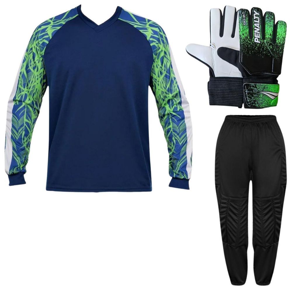 Kit Goleiro Infantil Camisa Napoli Kanga + Calça TRB + Luva Penalty