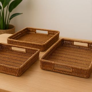 kIt 3 Bandejas Organizadora RETANGULAR Cesto para servir Café, Frios, Doces e Petiscos em Oferta na Shopee