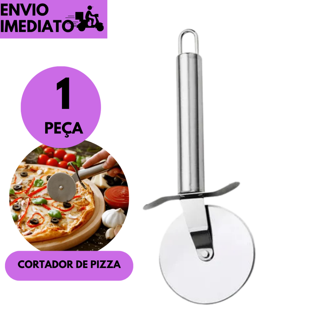 Cortador De Pizza Inox Profissional Aço Inoxidável Cozinha Pizzaria Fácil Corte Uso Diário Pizzaria