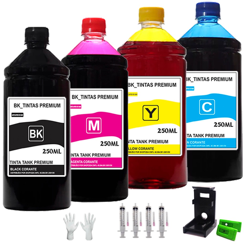 Kit Recarga Cartucho 1l Tinta Hp Compatível Impressora 2874 2376 6476 2776 667 664 60