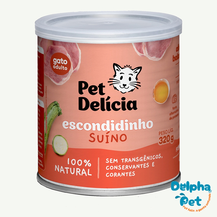 Ração Úmida Natural Escondidinho Suíno Para Gatos 320g Pet Delícia