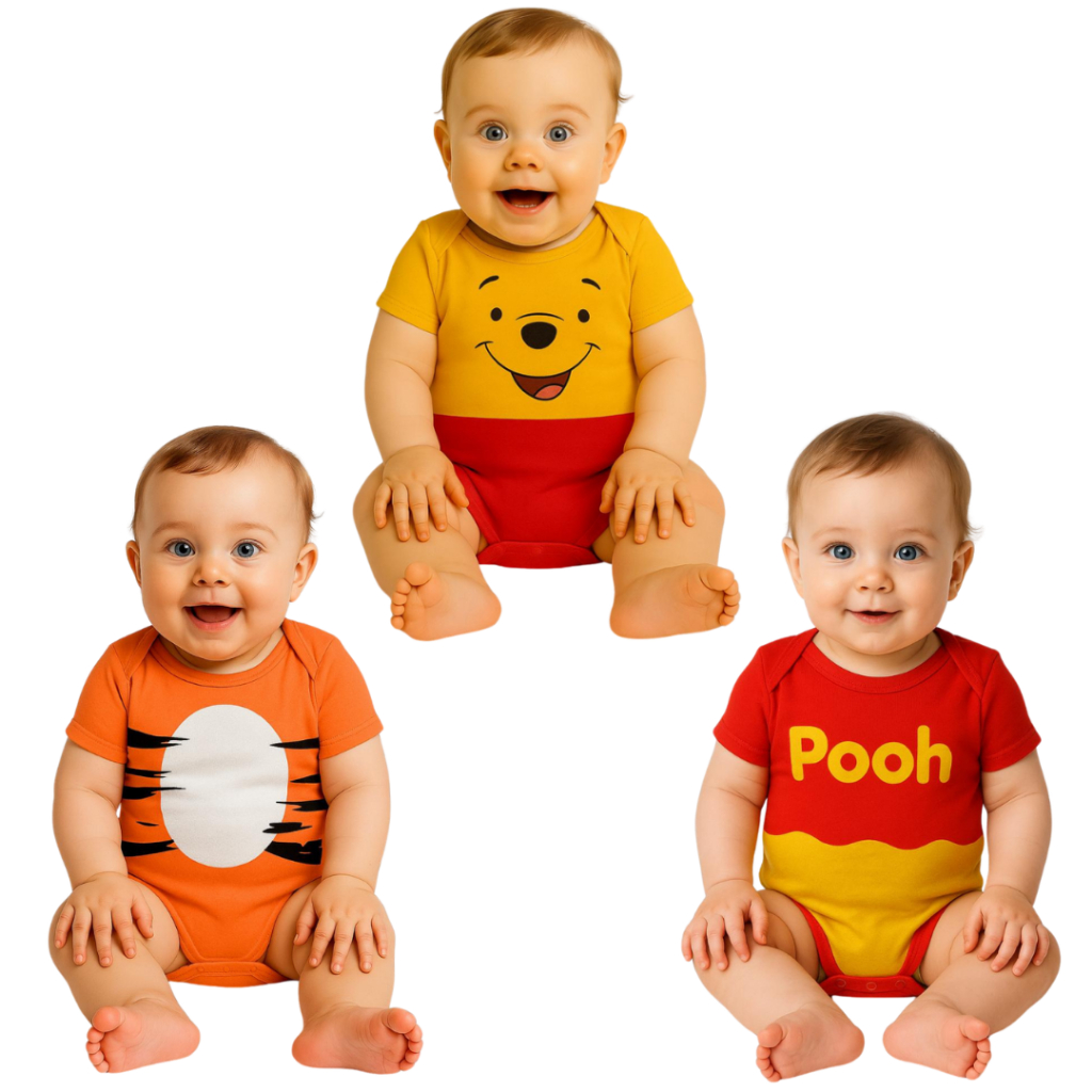 Body Bebe Ursinho Puff Pooh TIGRAO Macacao Tematico Infantil Personagens Fantasia Mesversario Bori bory em Oferta na Shopee