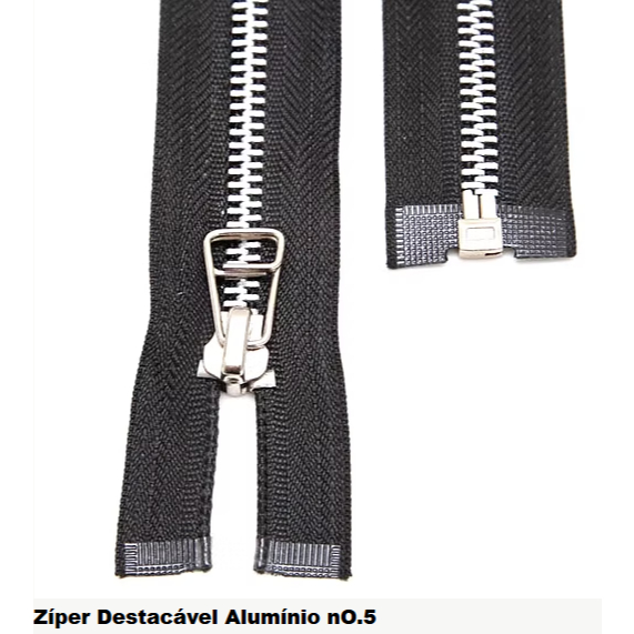 Ziper 80cm/70cm/60cm 1 a 3 UND Metal N° 5 Niquelado Separável/Destacável para jaqueta- REFORÇADO