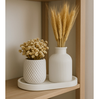 VASOS E BANDEJA Decoração  Susy  3 peças  em gesso  / não acompanha flores / presente / casa  / sala  /ambiente / vaso em Oferta na Shopee