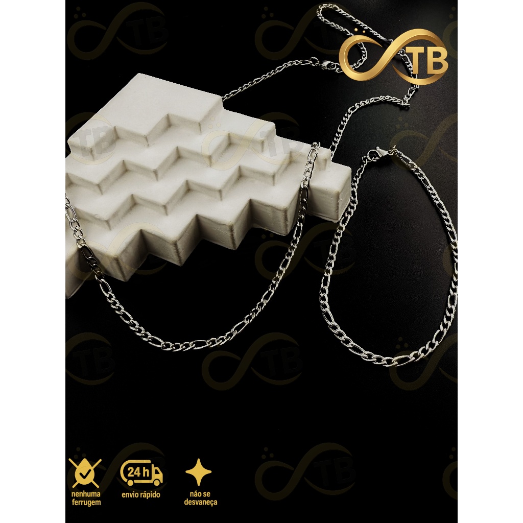 TB Moda Kit Conjunto Corrente pulseira cordão Masculino feminino Presentes para o Dia dos Namorados