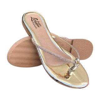 Sandália Feminina Chinelo Rasteira Strass Com Nó Rasteira Confortável Casual Antiderrapante