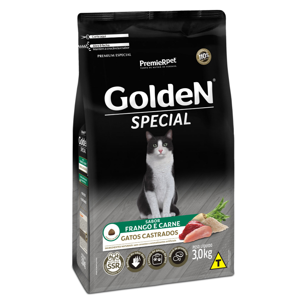 Ração Golden Special Gatos Castrados Frango e Carne 3kg em Oferta na Shopee