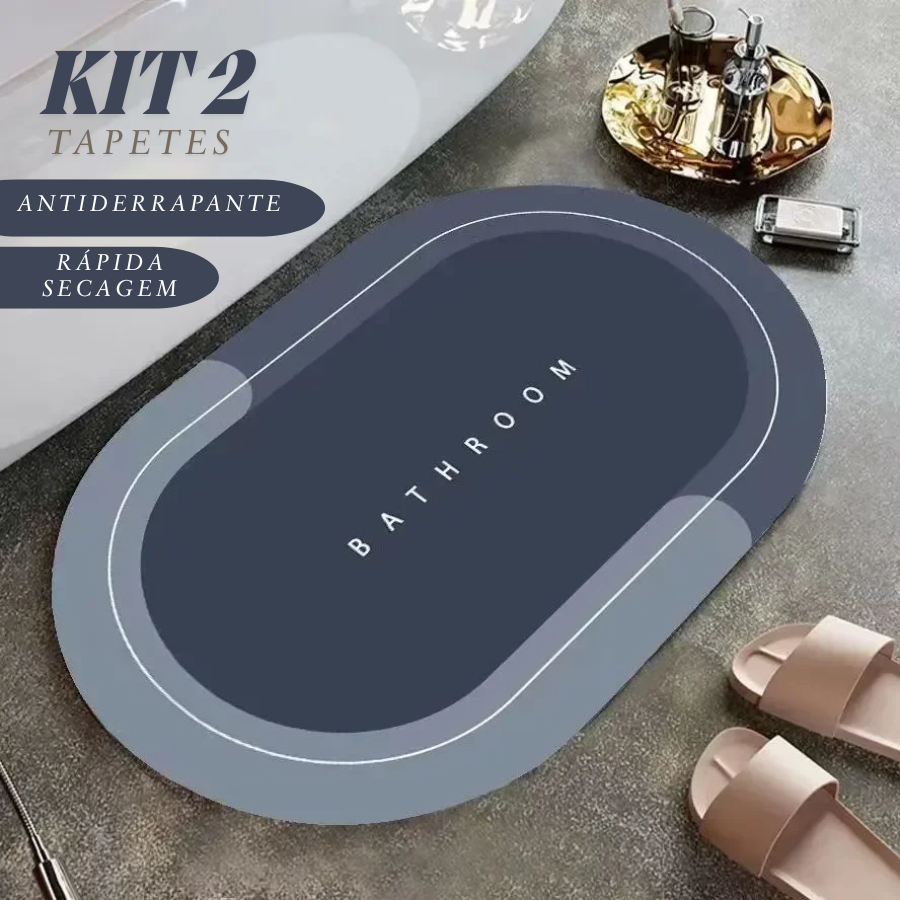 Kit 2pçs Tapete Para Banheiro De Secagem Rápida Antiderrapante De Banheiro