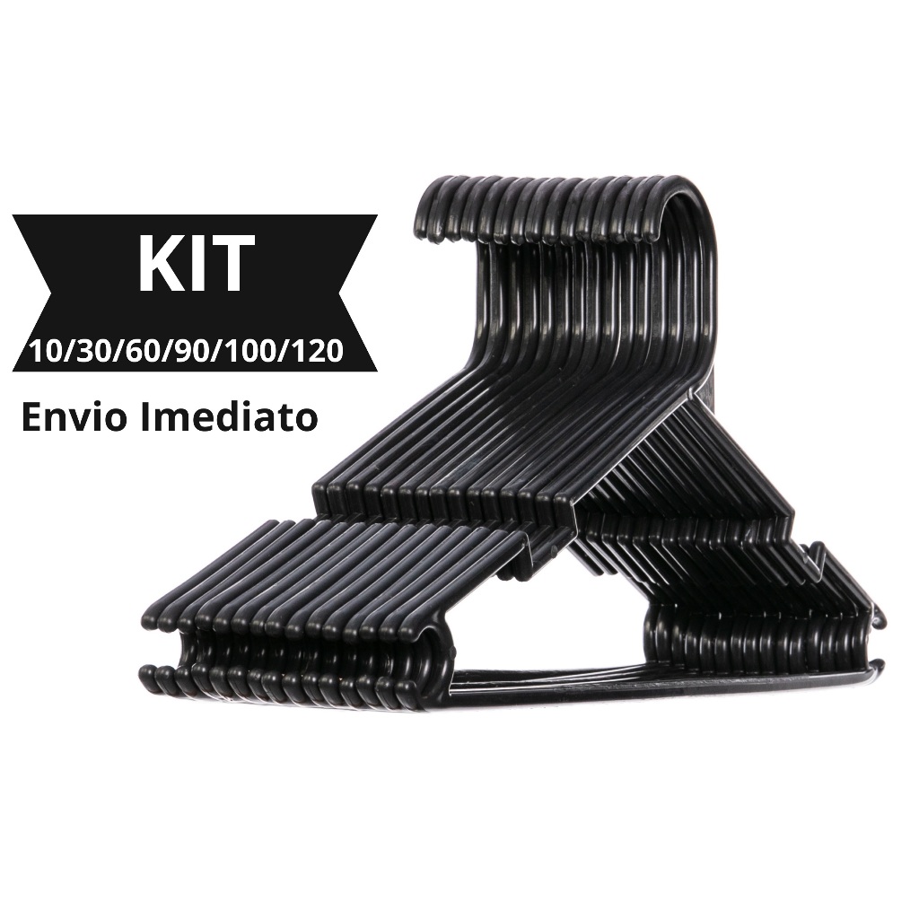 Kit Variação de 10 a 120 Cabides Adulto Resistente Redondo.