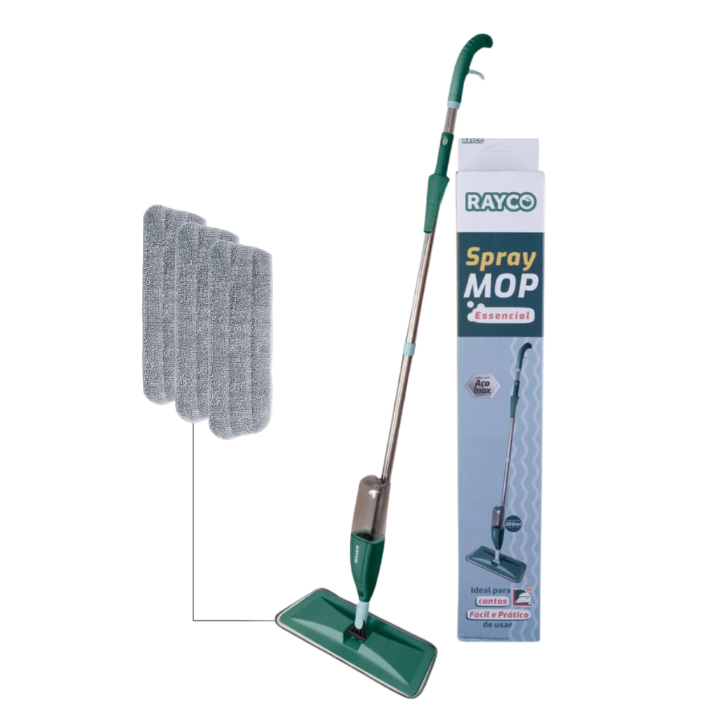 Rodo Mágico Dupla Função Com 1, 2 ou 3 Refil Reservatório Mop Spray 360° Microfibra Limpa e Seca