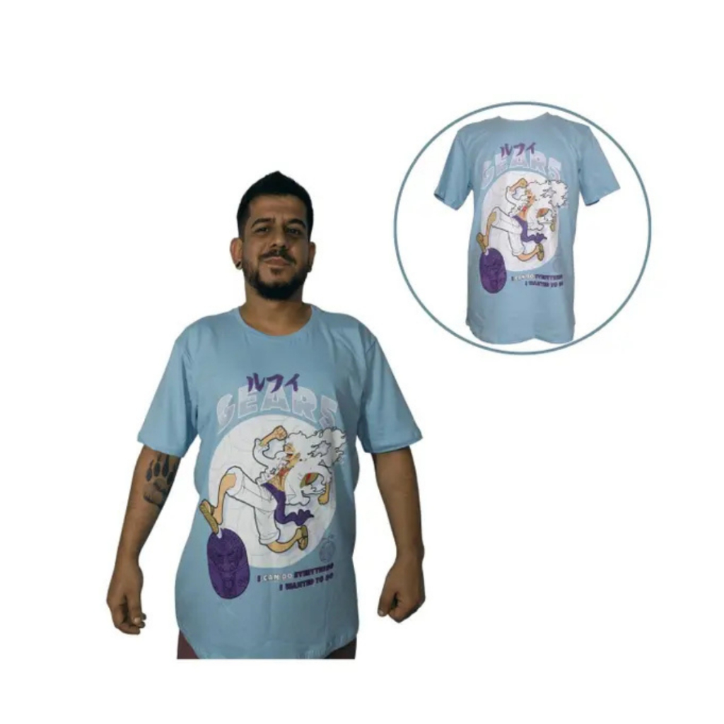 CAMISETA ONE PIECE LUFFY GEAR 5 GOMU AZUL CELESTE G