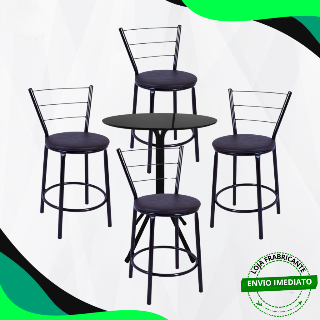 Banquetas Baixas Mesa Bistrô Kit 5 em 1 Ideal Para Bar Lanchonetes Áreas de Lazer Casa Apartamento