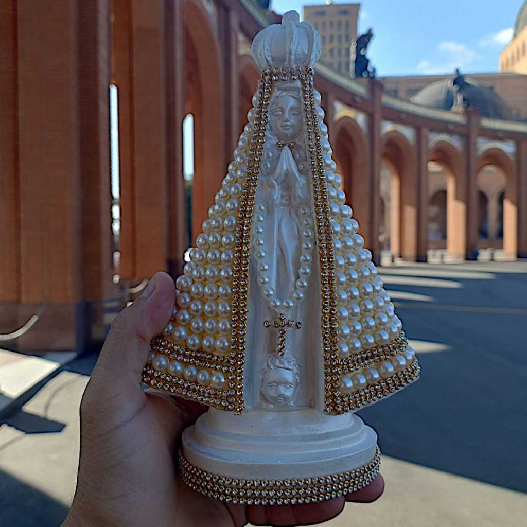 Imagem Nossa Senhora Aparecida Gesso Perolado Bege 22 cm