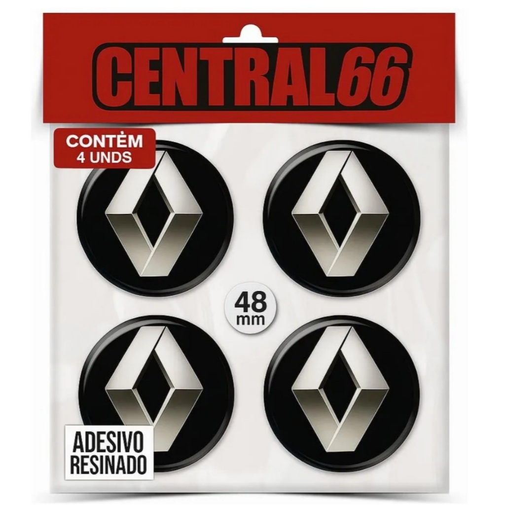 Jogo Emblema Adesivo Centro de Roda 48mm Renault Clio Resinado