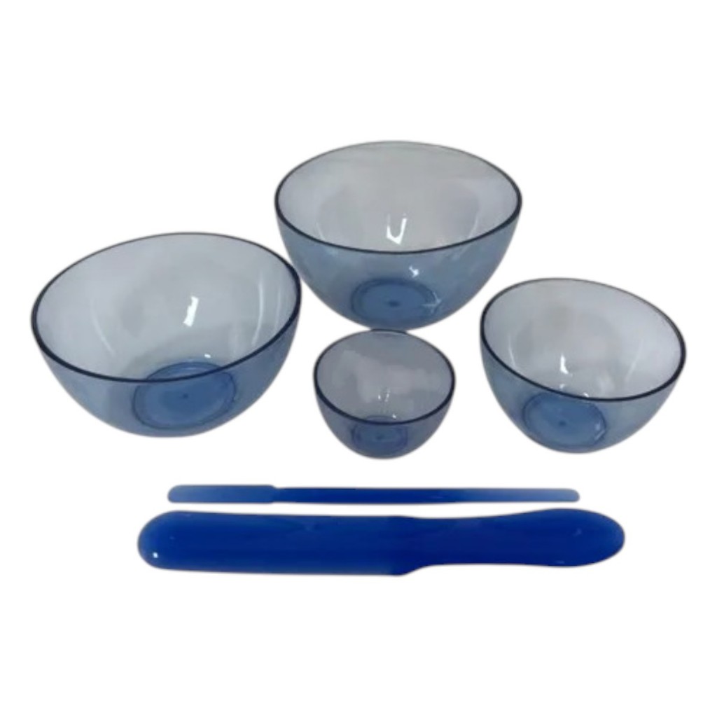 Kit 4 Cubetas Maleáveis PVC 2 Espátulas Cremes Ceras Tratamentos Estética Clínica Estek