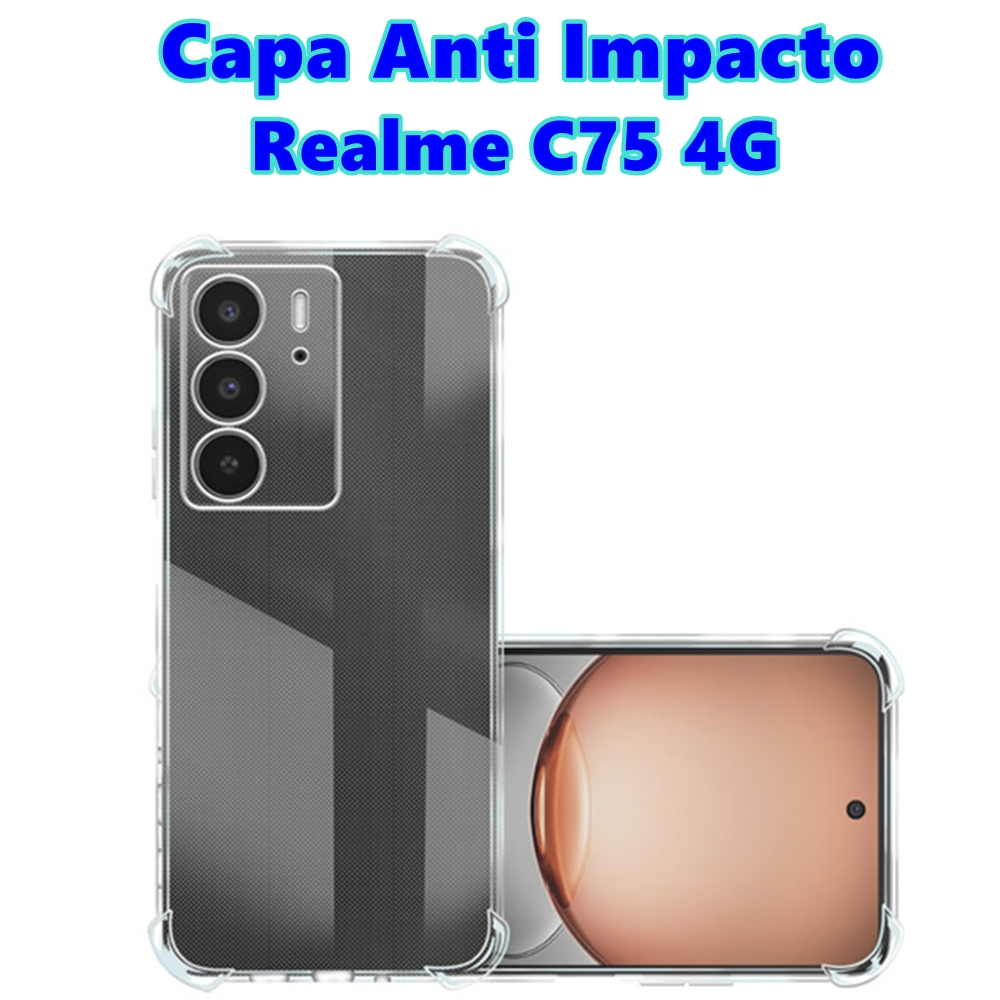 Capa Transparente Realme C75 4G Capinha Anti Impacto De Silicone Para Realme C75 Com Borda