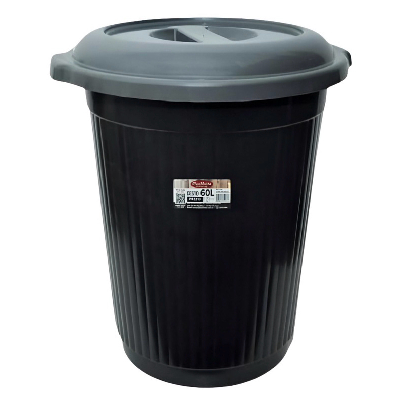 Cesto Organizador Lixeira com Tampa 60 Litros - Cores Aleatórias