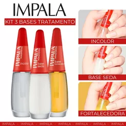 Kit Base Tratamento Impala Fortalecedor de Unha Seda Base Base Incolor