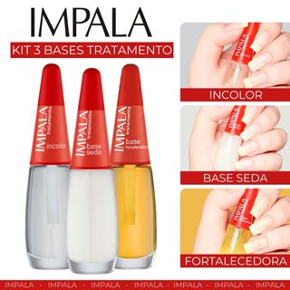 Kit Base Tratamento Impala Fortalecedor de Unha Seda Base Base Incolor em Oferta na Shopee
