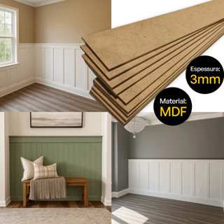Kit 10 Chapas Ripa MDF Cru 3mm Shiplap Boiserie Placa Painel Ripado em Oferta na Shopee