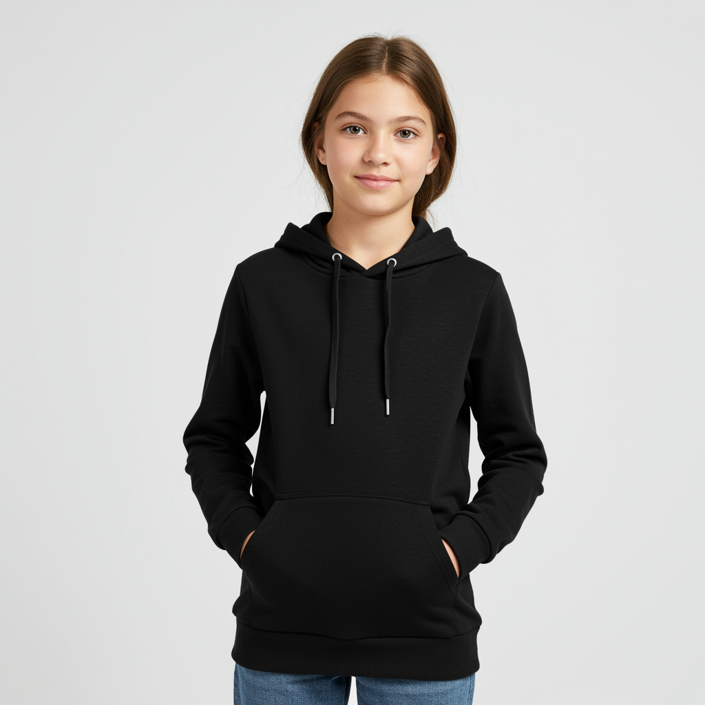 Moletom Infantil Kids Feminino Com Capuz Canguru Meninas Liso Preto Casaco Frio Promoçao em Oferta na Shopee