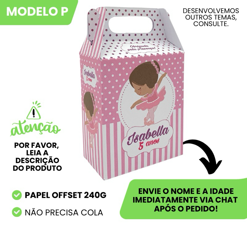 Kit Caixinha Maletinha Surpresa Personalizada Bailarina Aniversario Lembrancinha Infantil