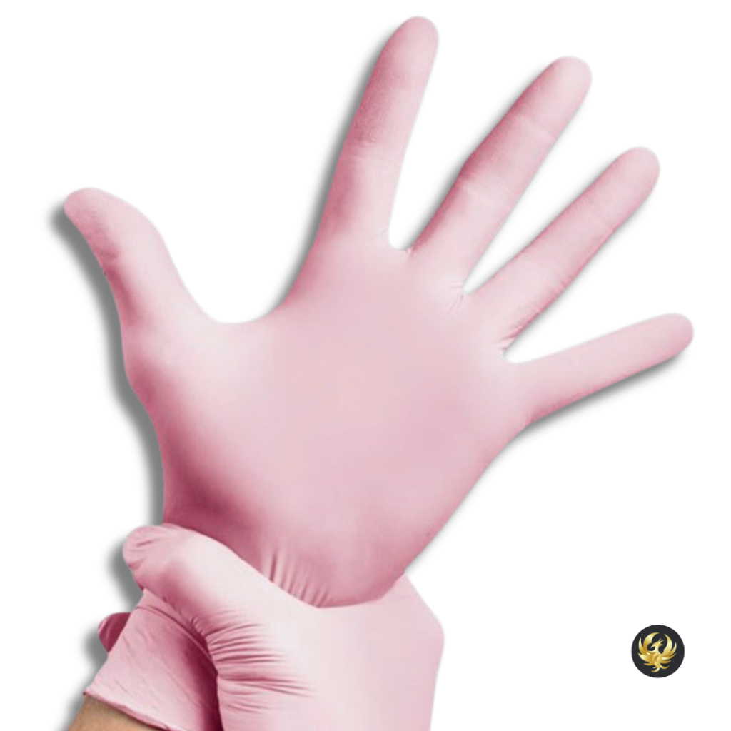Luva Nitrilica Rosa Descartável Sem Pó C/100 Unidades - PP, P, M ou G em Oferta na Shopee