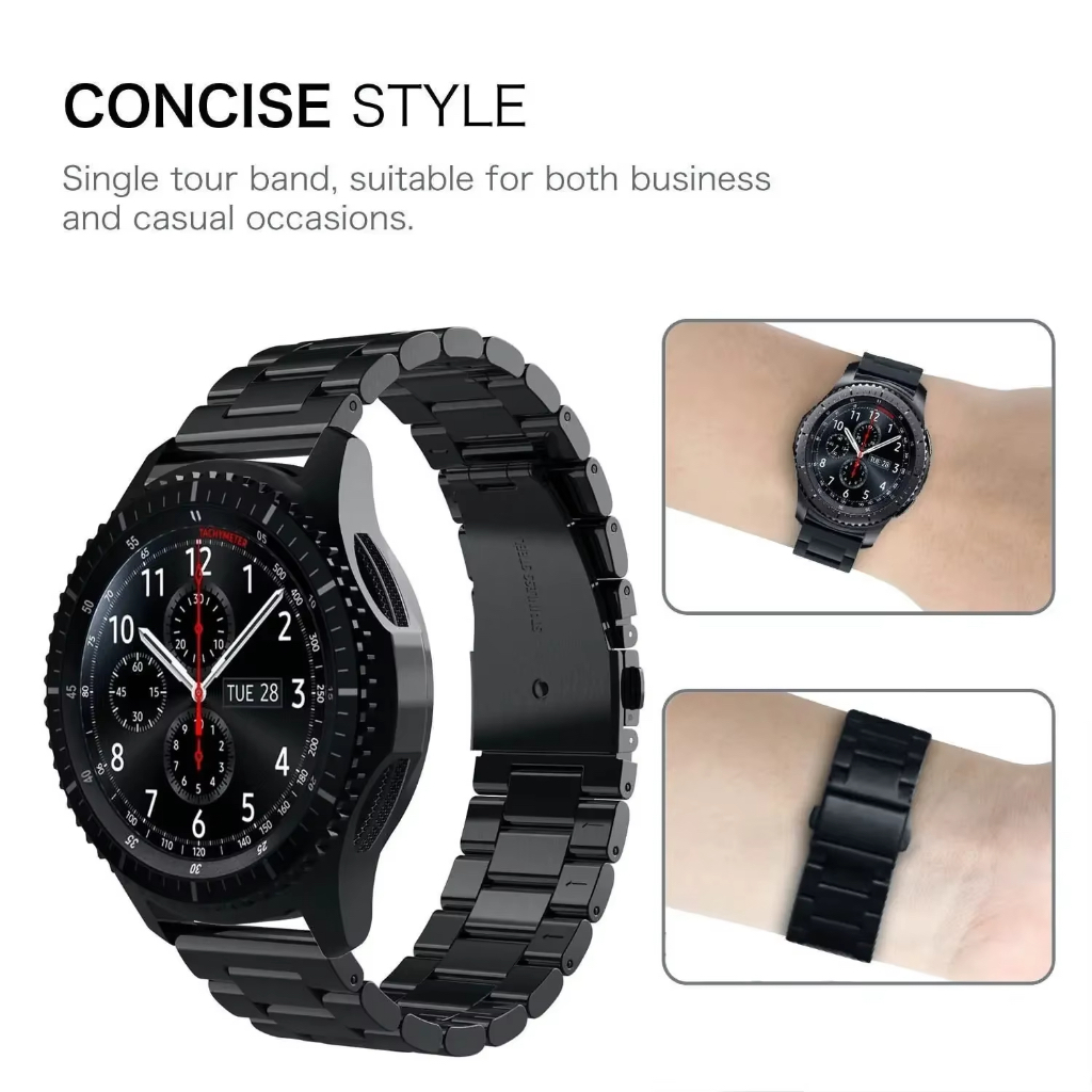 Pulseira Aço 3 Elos Inoxidável Gomada Samsung 20mm 22mm Smart Watch Similares Aço Inoxidável