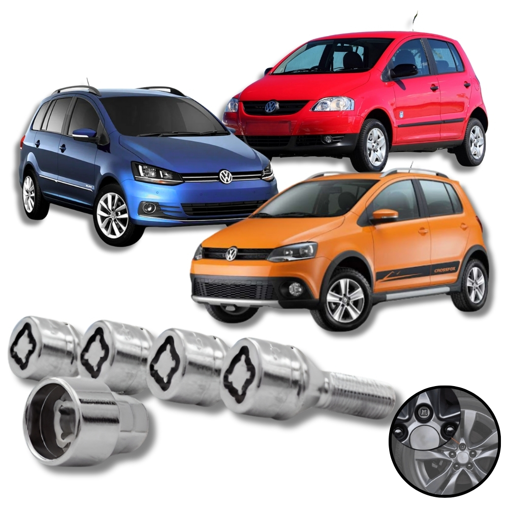 Kit Parafuso Antifurto Roda VW Volkswagen Fox Crossfox Spacefox