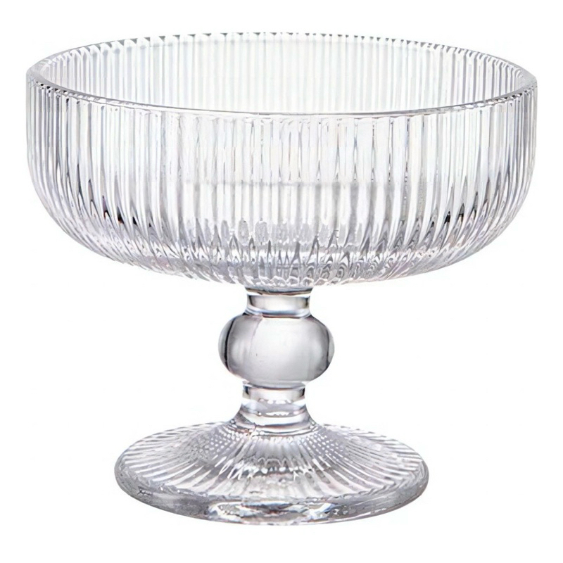 Jogo De Sobremesa 6 Taças 250ml Canelado Para Servir Açaí Sobremesas