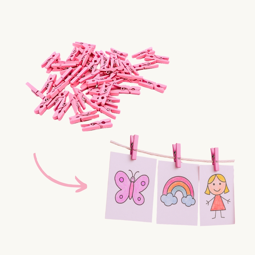 Mini Prendedor 2,5cm Prendedores Rosa Fofo para Varal Artesanatos e Decoração  Kit 100 Unidades