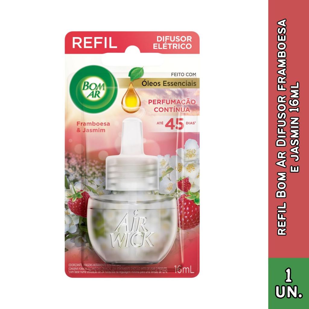 Bom Ar Refil Líquido para Difusor Elétrico de Framboesa e Jasmim - 16ml