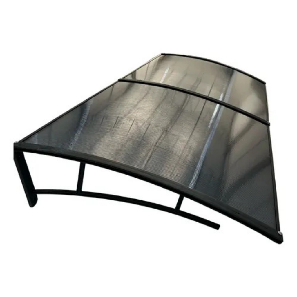Toldo 100 a 200x70cm Pt/Br Policarbonato Suportes ABS Perfis de Alumínio Proteção Solar