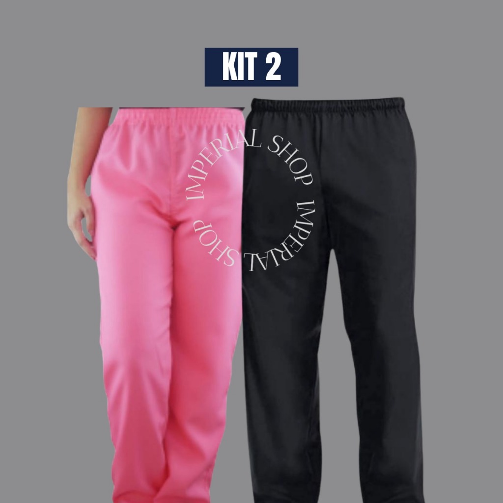 Kit 2 Calças Hospitalar Oxfordine Enfermeira Cuidadora Idosos Plus Size - Ch