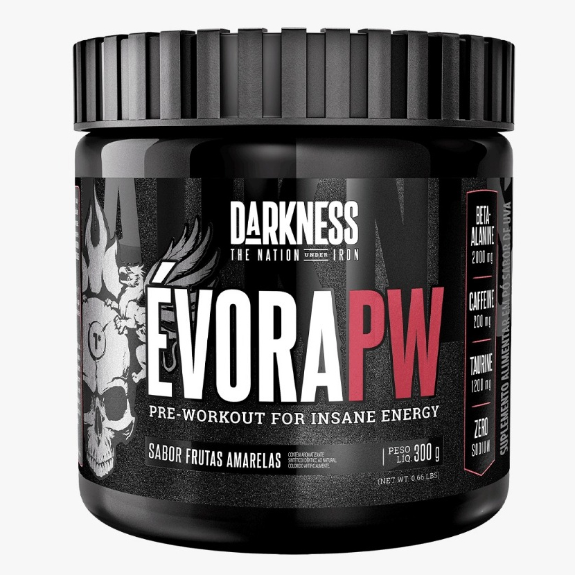Pre Treino Evora PW 300g Pre Workout 150g com Beta Alanina - Darkness em Oferta na Shopee