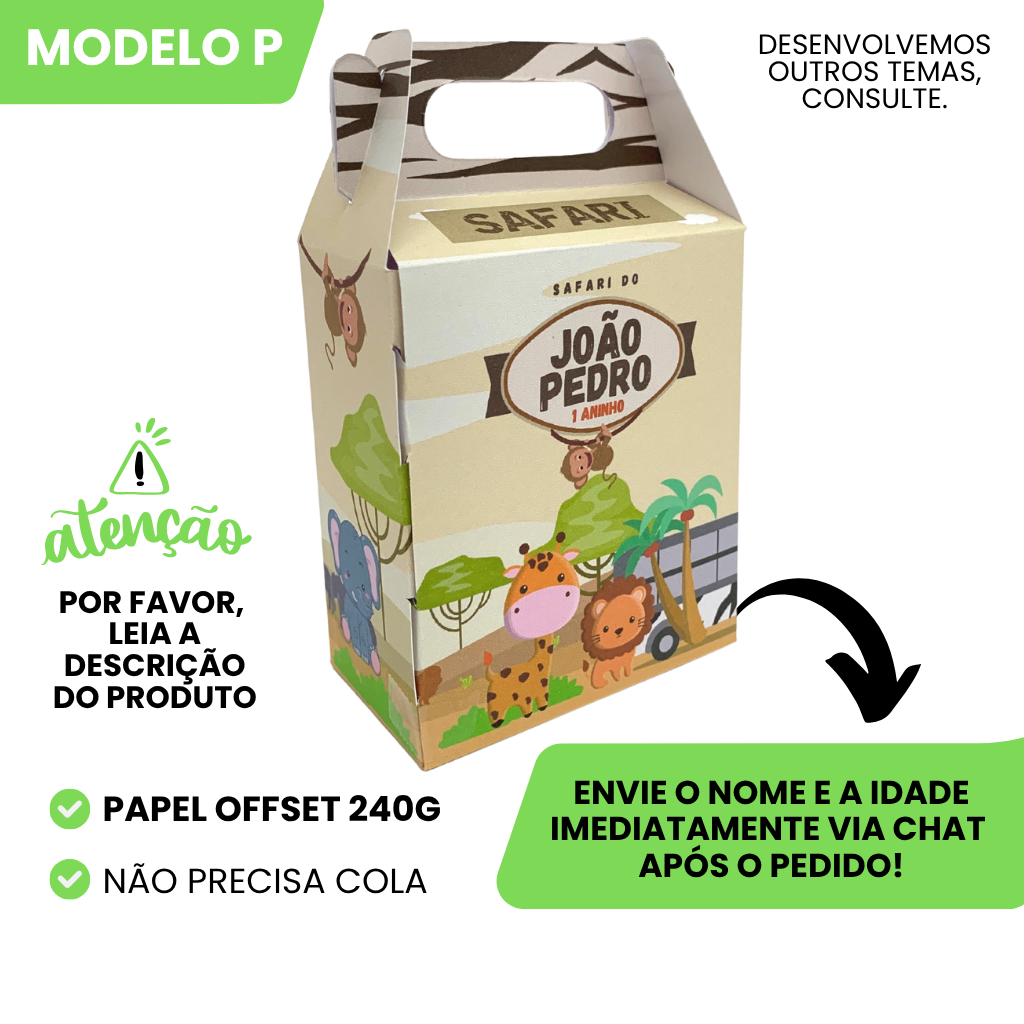Kit Caixinha Surpresa Personalizada Safari Baby Aniversario Lembrancinha Infantil