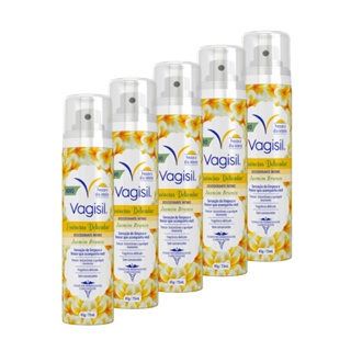 Kit 5x Vagisil Desodorante Íntimo Essências Delicadas Jasmim Branco 75ml em Oferta na Shopee