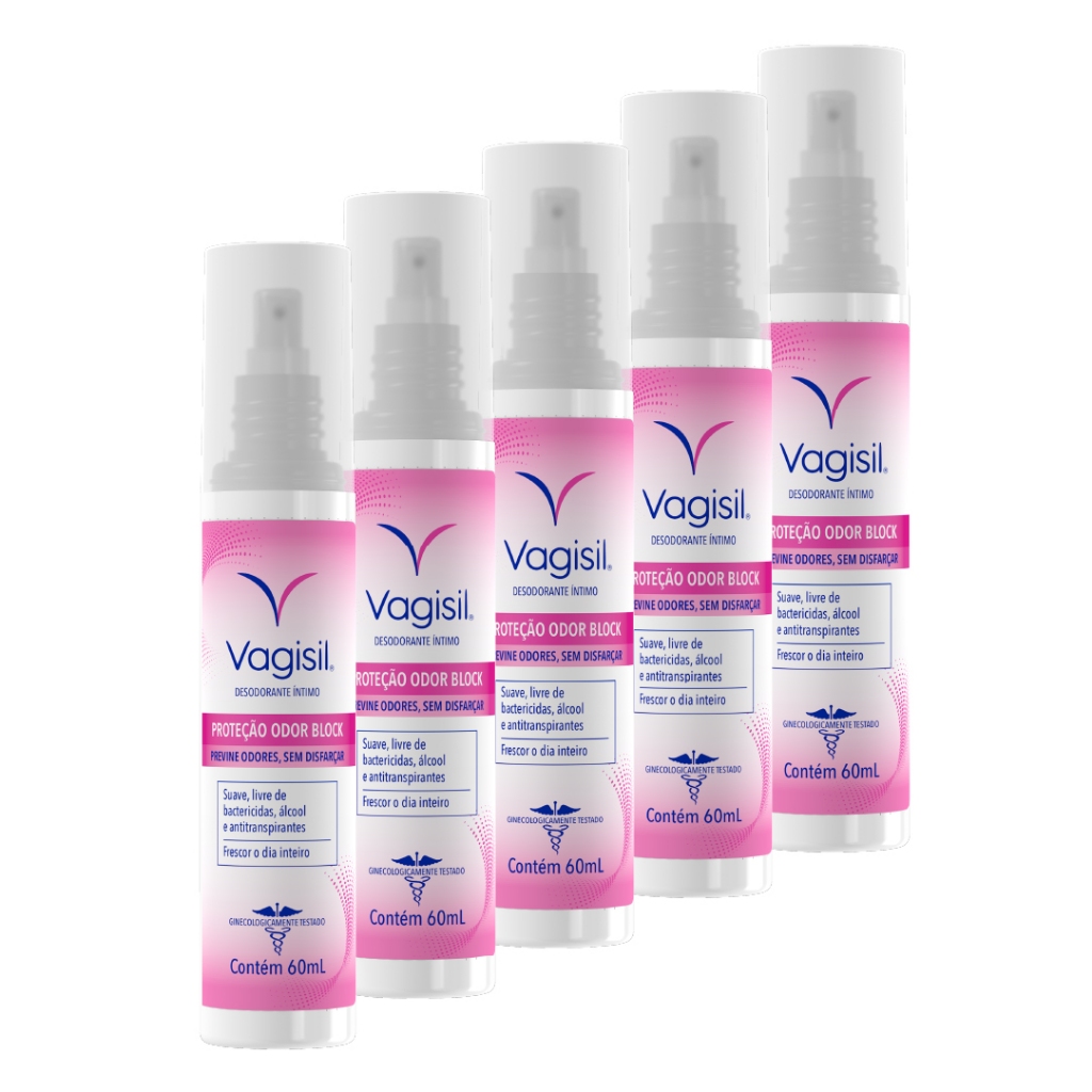 Kit 5x Vagisil Desodorante Íntimo Odor Block 60ml